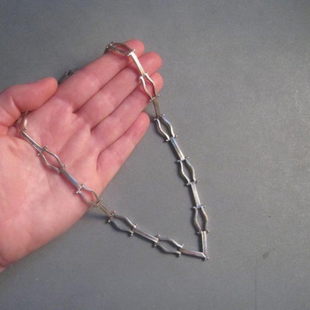 Modernist sterling silver chain necklace